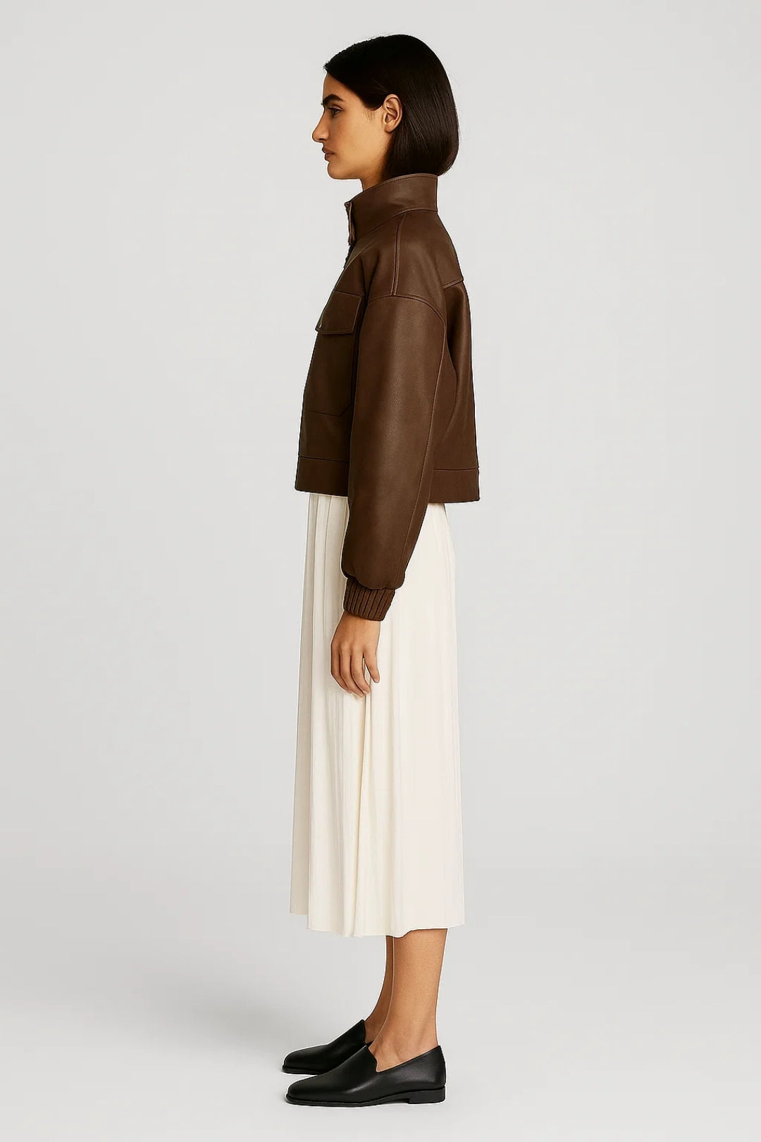 Kurze Damenjacke | Stehkragen mit Taschen-Details | Moderner Utility-Stil