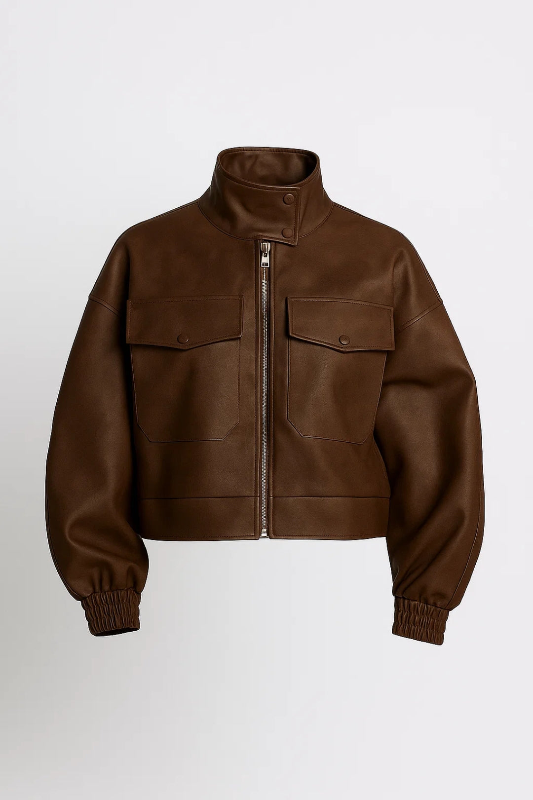 Kurze Damenjacke | Stehkragen mit Taschen-Details | Moderner Utility-Stil