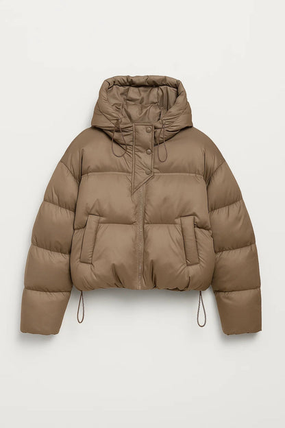 Damen Steppjacke mit Kapuze | Voluminöser Schnitt | Warm und Alltagsgerecht