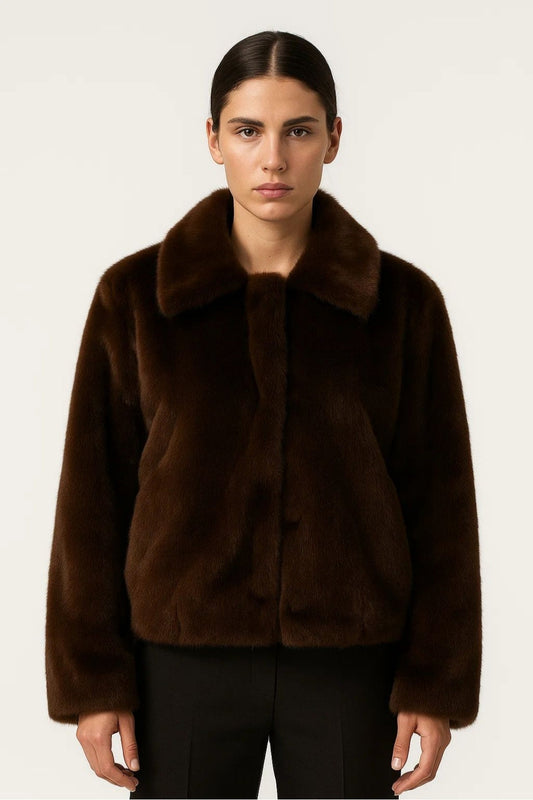 Kunstfelljacke Braun | Weich und Elegant | Ideal für Herbst und Winter