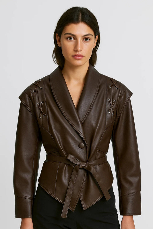 Kurze Jacke | Bindegürtel mit Zierdetails | Eleganter Schnitt