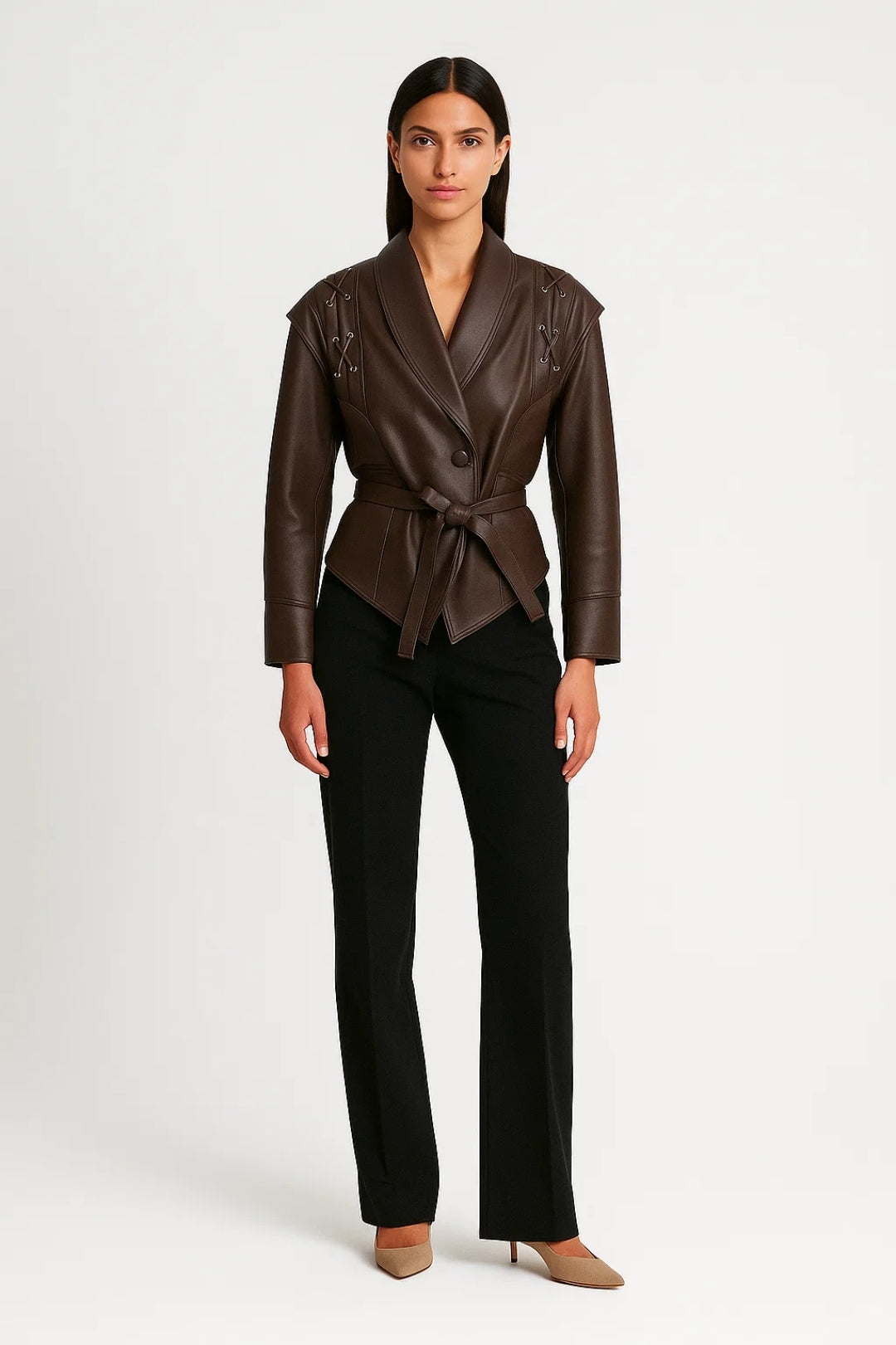 Kurze Jacke | Bindegürtel mit Zierdetails | Eleganter Schnitt