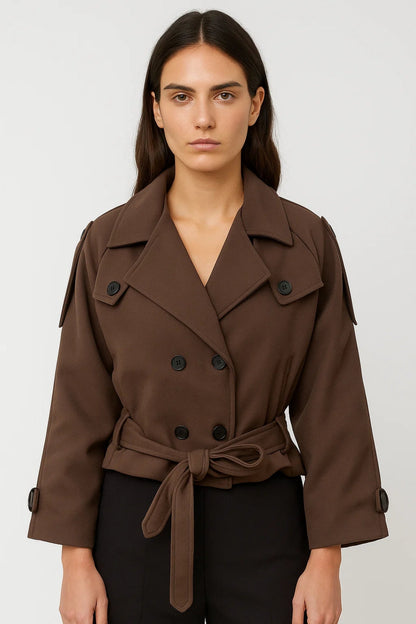 Kurz-Trenchcoat mit Gürtel | Doppelreihig | Zeitloser Klassiker