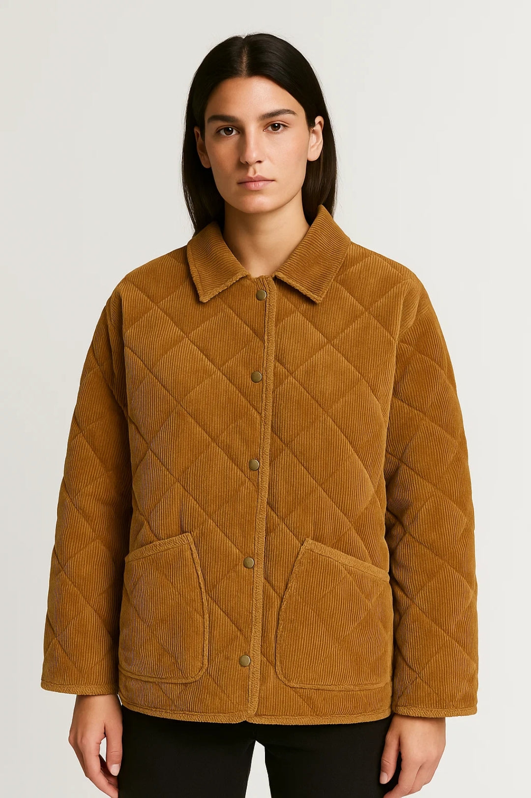 Steppjacke aus Cord | Mit Druckknöpfen | Lockerer Schnitt