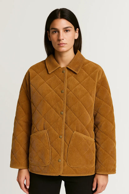 Steppjacke aus Cord | Mit Druckknöpfen | Lockerer Schnitt