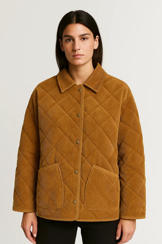 Steppjacke aus Cord | Mit Druckknöpfen | Lockerer Schnitt