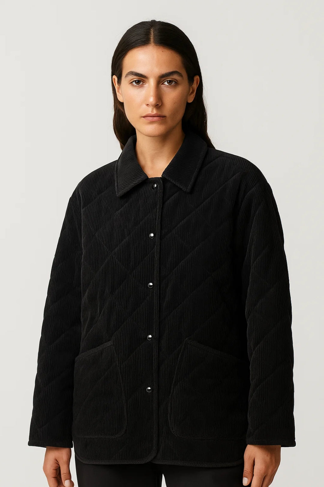 Steppjacke aus Cord | Mit Druckknöpfen | Lockerer Schnitt