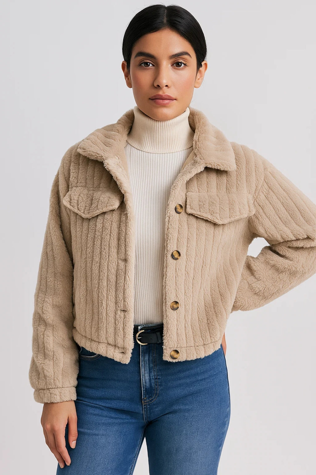 Kurze Jacke | Weiches Design mit Knöpfen | Lässiger Stil