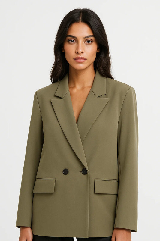 Langer Blazer | Zweireihiger Schnitt mit Reverskragen | Moderner Business-Stil