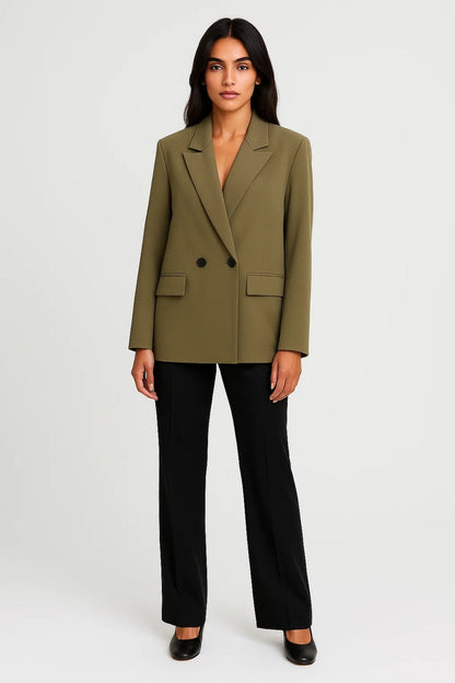 Langer Blazer | Zweireihiger Schnitt mit Reverskragen | Moderner Business-Stil