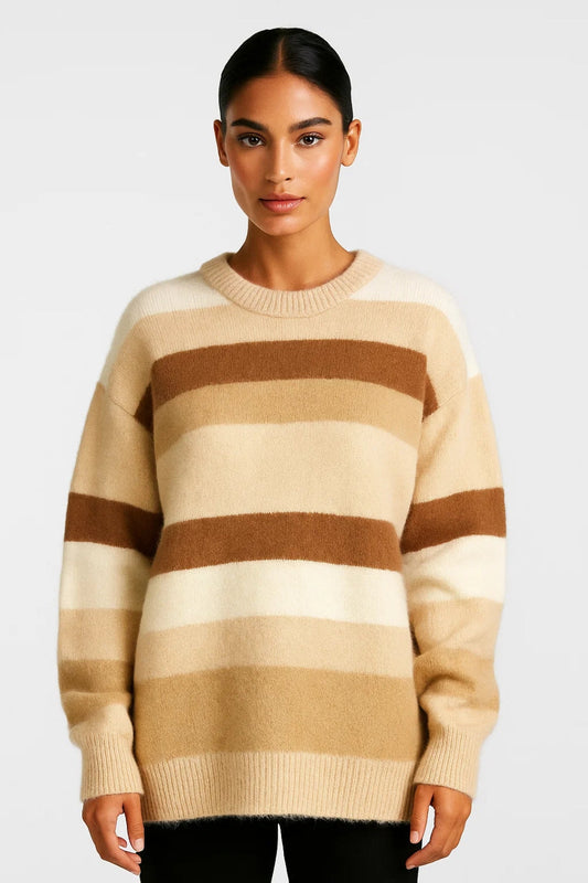 Pullover | Breite Streifen mit Rundhalsausschnitt | Moderner Stil