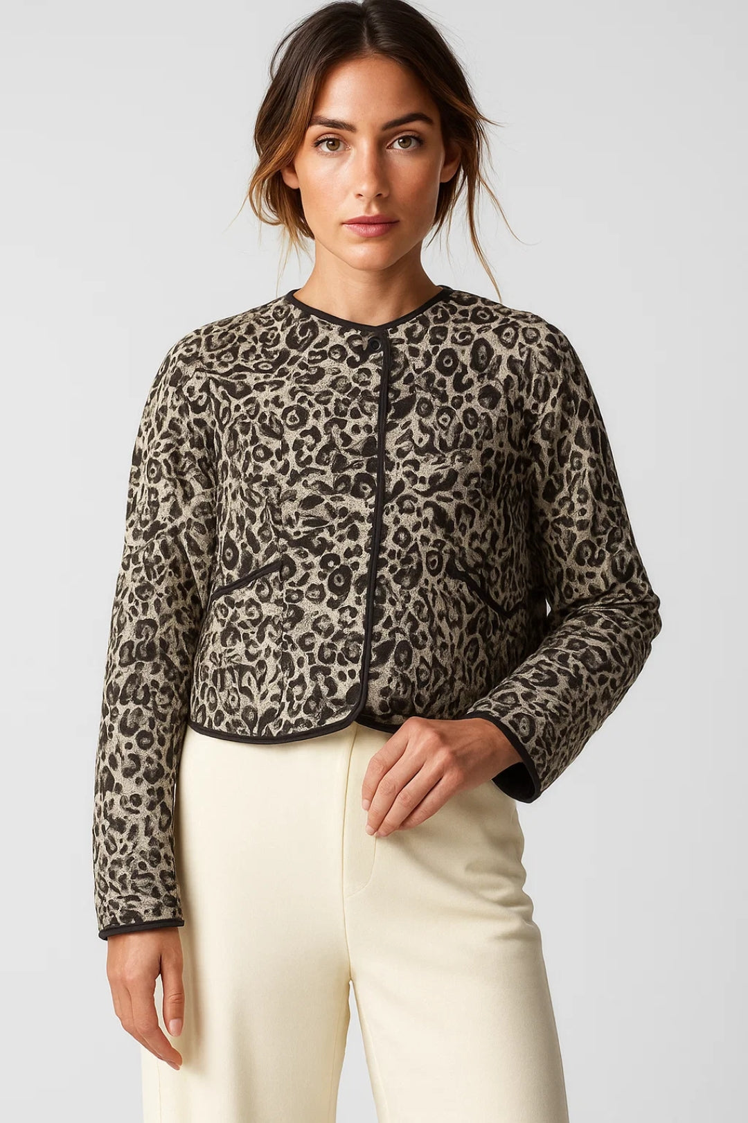 Herbstjacke mit Panterprint | Leicht gefüttert | Stylischer Animal-Look