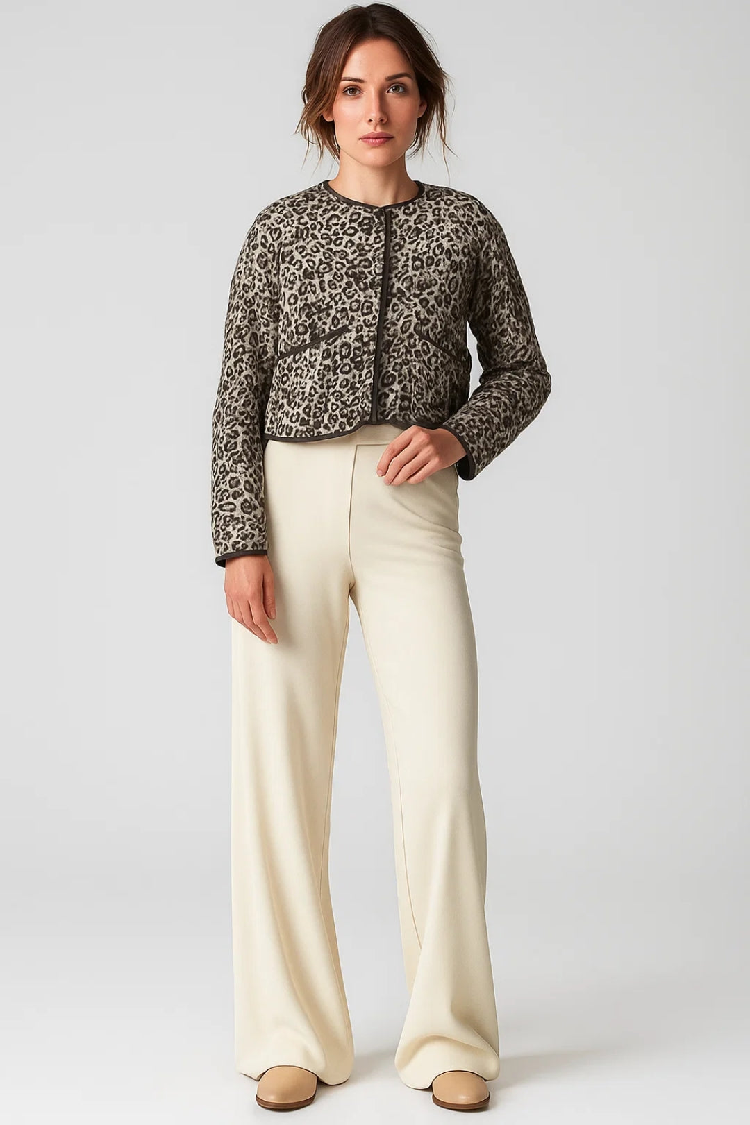 Herbstjacke mit Panterprint | Leicht gefüttert | Stylischer Animal-Look