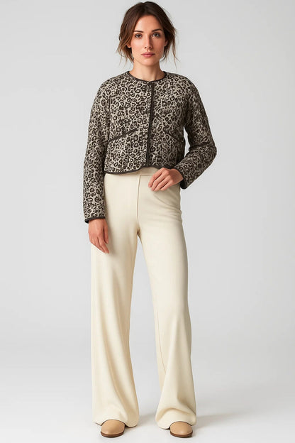 Herbstjacke mit Panterprint | Leicht gefüttert | Stylischer Animal-Look