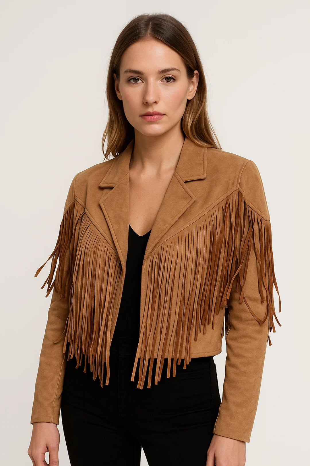 Kurze Damenjacke mit Fransen | Western-inspirierter Schnitt | Auffällig und Trendbewusst