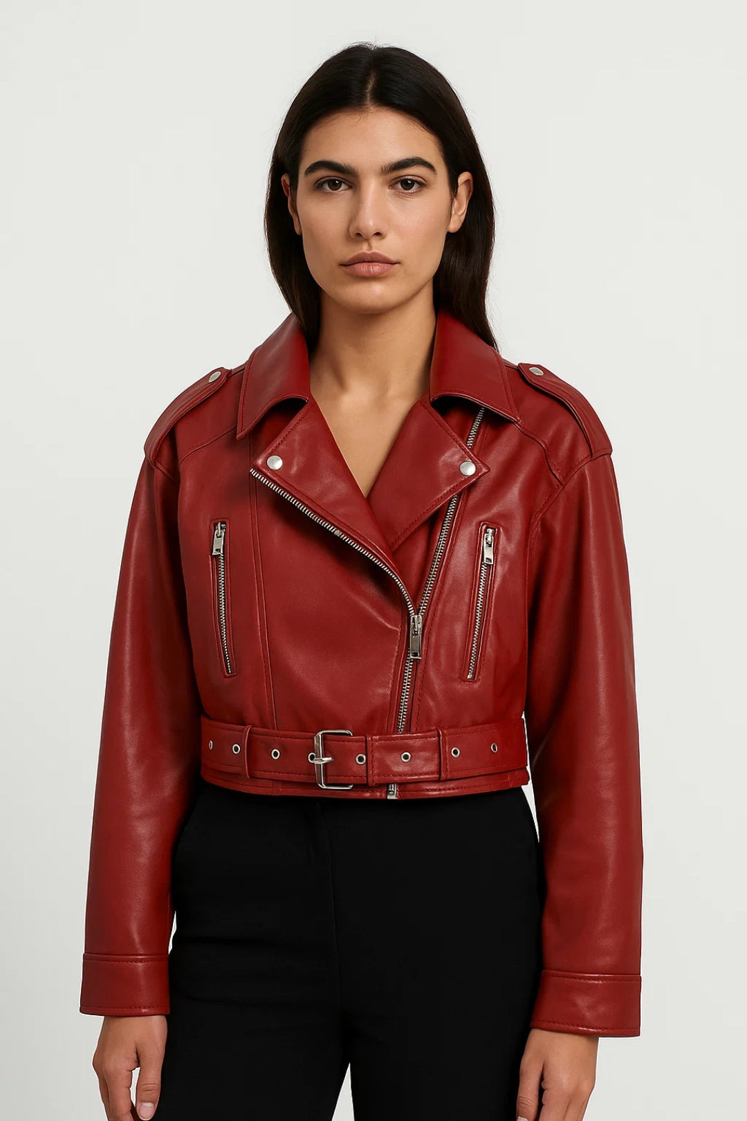 Kurze Jacke | Asymmetrischer Reissverschluss mit Gürtel | Moderner Schnitt