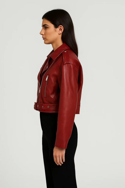 Kurze Jacke | Asymmetrischer Reissverschluss mit Gürtel | Moderner Schnitt