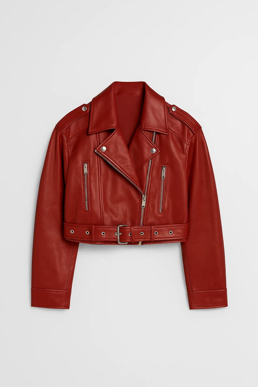 Kurze Jacke | Asymmetrischer Reissverschluss mit Gürtel | Moderner Schnitt