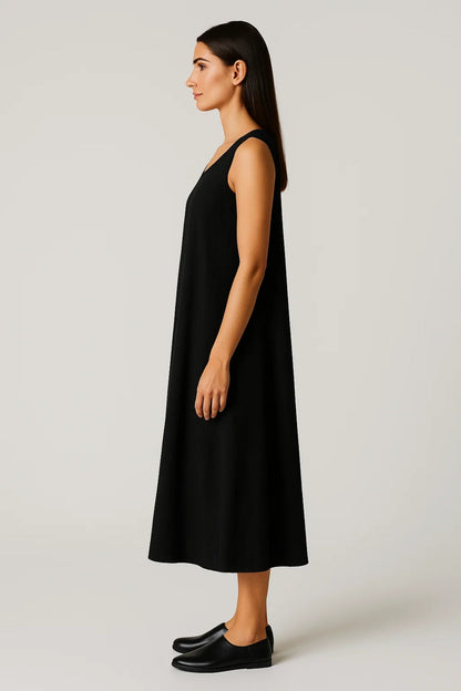 Ärmelloses Midikleid | Weit Geschnitten mit Rundhalsausschnitt | Locker und Alltagstauglich