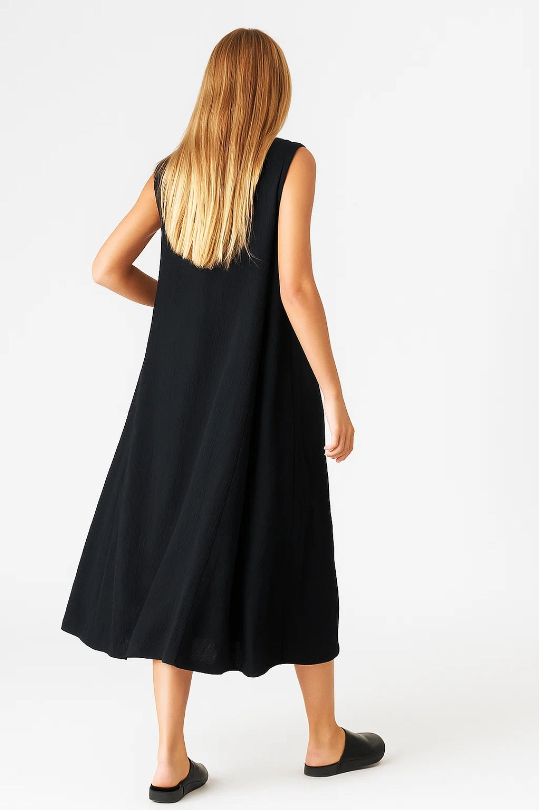 Ärmelloses Midikleid | Weit Geschnitten mit Rundhalsausschnitt | Locker und Alltagstauglich