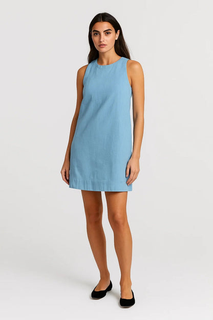 Ärmelloses Minikleid | Gerader Schnitt mit Rundhalsausschnitt | Schlicht und Alltagstauglich
