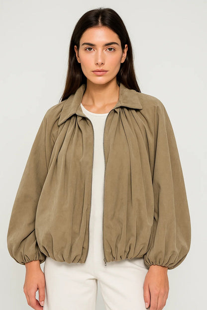 Kurze Jacke | Ballonärmel mit Faltenwurf | Moderner Schnitt