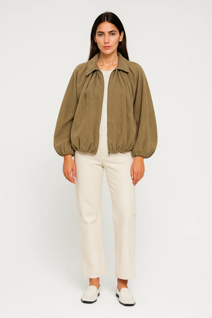 Kurze Jacke | Ballonärmel mit Faltenwurf | Moderner Schnitt