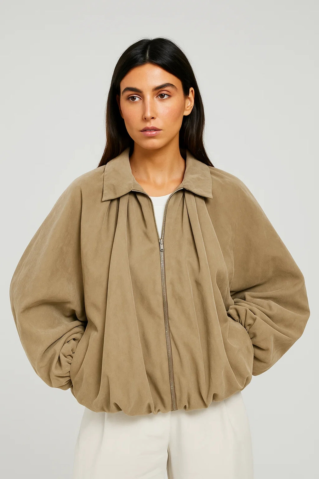 Kurze Jacke | Ballonärmel mit Faltenwurf | Moderner Schnitt