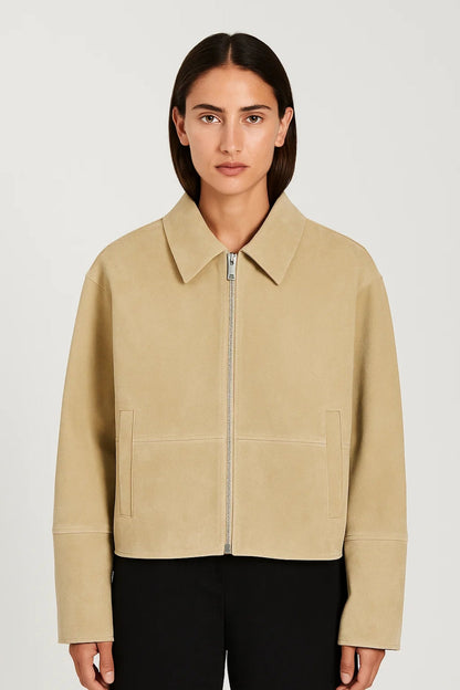 Kurze Damenjacke mit Reissverschluss | Klare Linien und Umlegekragen | Zeitlos und Vielseitig