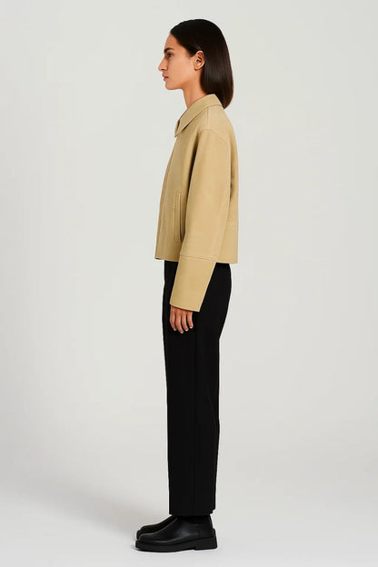 Kurze Damenjacke mit Reissverschluss | Klare Linien und Umlegekragen | Zeitlos und Vielseitig