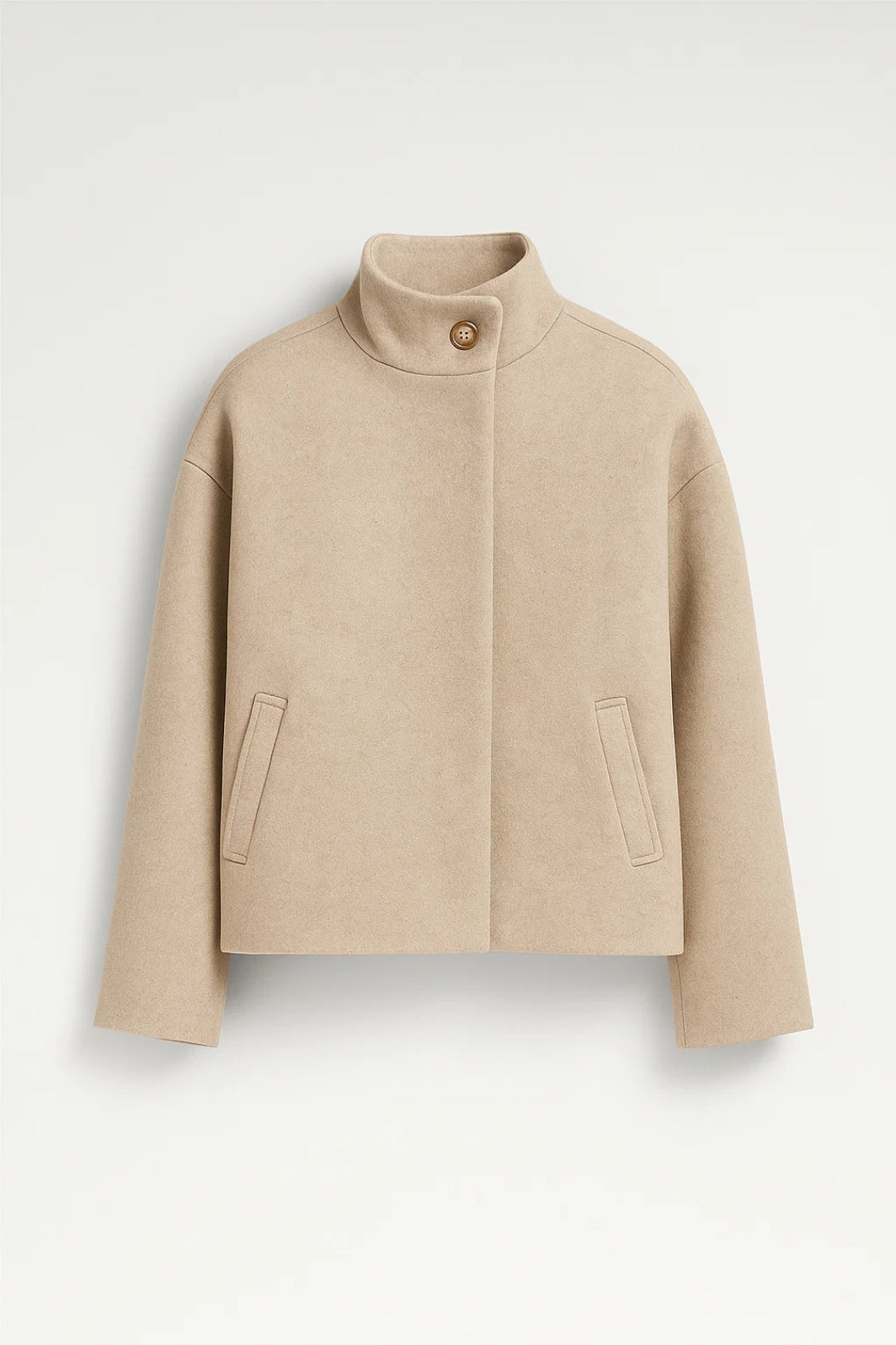 Kurze Damenjacke mit Stehkragen | Verdeckte Knopfleiste | Zeitlos und Elegant