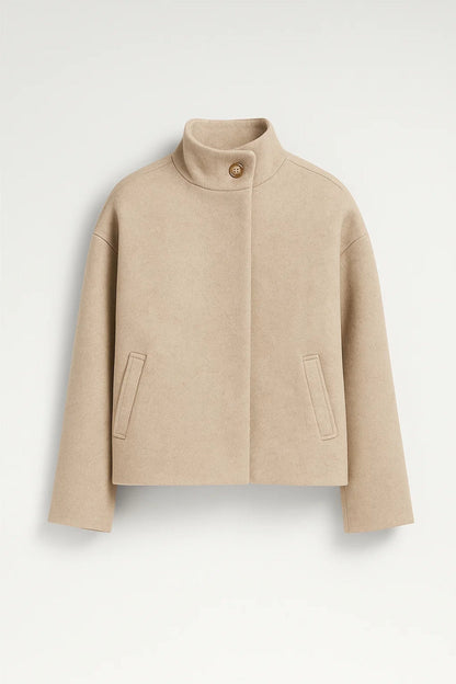 Kurze Damenjacke mit Stehkragen | Verdeckte Knopfleiste | Zeitlos und Elegant